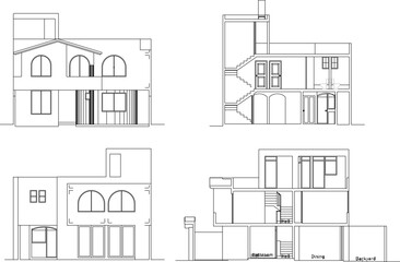 Simple house illustration vector sketch