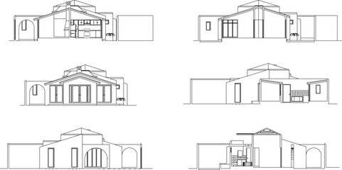 Vector sketch of simple minimalist home market design illustration