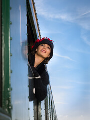 1920s woman on vintage train