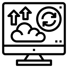 cloud backup line icon style