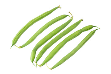 Green beans on white background. Healthy food. Veganism.