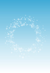White Snowflake Vector Blue Background. Xmas