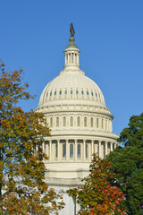 US Capitol in autumn, Washington DC USA	