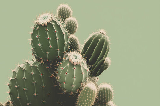 Background with cacti. AI generated image.