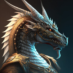 Warrior dragon ready for battle, Generative Ai