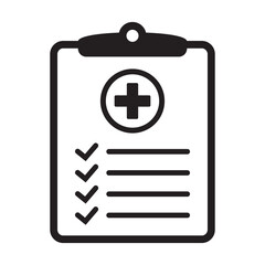 Obraz premium Medical history icon, medical report symbol. Health care clipboard icon. Medical card icon.