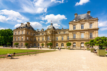 Luxembourg palace and gardens in Paris, France - obrazy, fototapety, plakaty