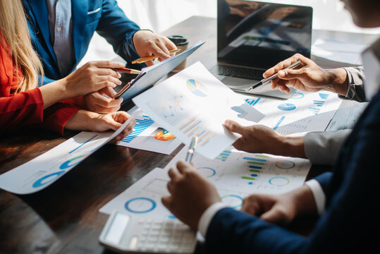 Business managers crew working with new startup project working Planning and Brainstorming Strategies of Colleagues and  digital tablet, laptop..