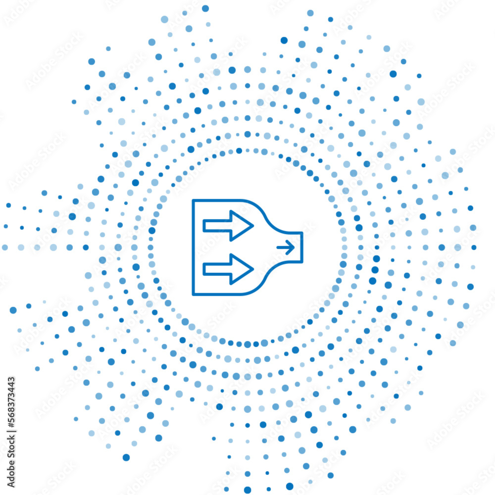 Poster blue line arrow icon isolated on white background. direction arrowhead symbol. navigation pointer si