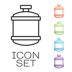 Black line Propane gas tank icon isolated on white background. Flammable gas tank icon. Set icons colorful. Vector