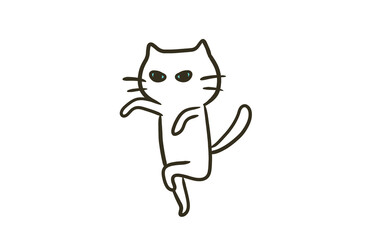 踊るつり目な猫のイラスト