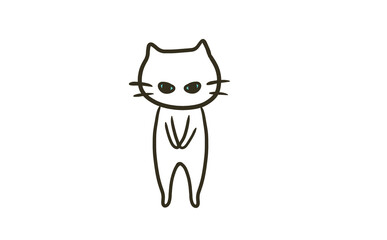 お辞儀するつり目な猫のイラスト