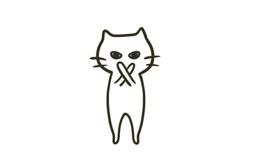 NGサインをだすつり目な猫のイラスト