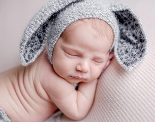 Cute newborn baby boy portrait