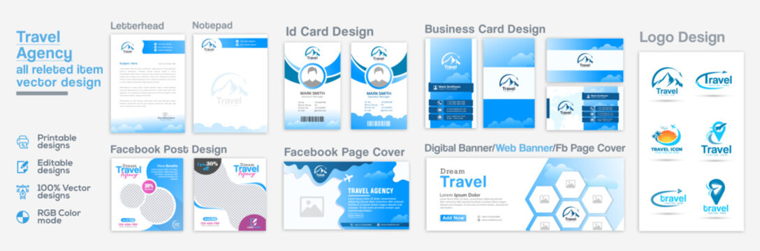Travel agency vector element design bundle