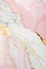Beautiful pink marble and golden background. Generative AI illustrations.