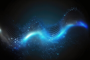 lovely blue light and abstract wave technology background, digital wave effect, business concept. Generative AI