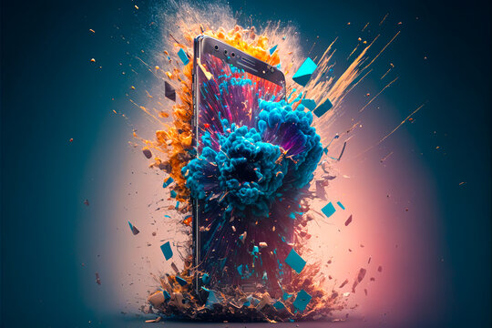 Ai Generated Image Of Smart Phone Exploded