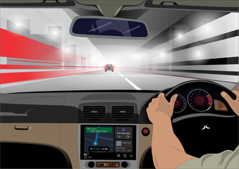 Car on the road POV dashboard