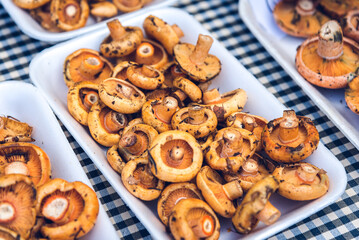Red pine mushrooms at the market.