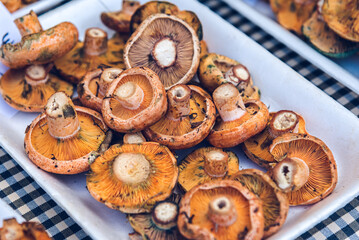 Red pine mushrooms at the market.