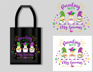 Mardi Gras tote bag design, Carnival celebration Vector design for poster, badge, emblem