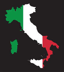 Country outlined and filled with the flag of Italy