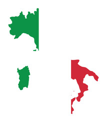 Italy map with flag inside
