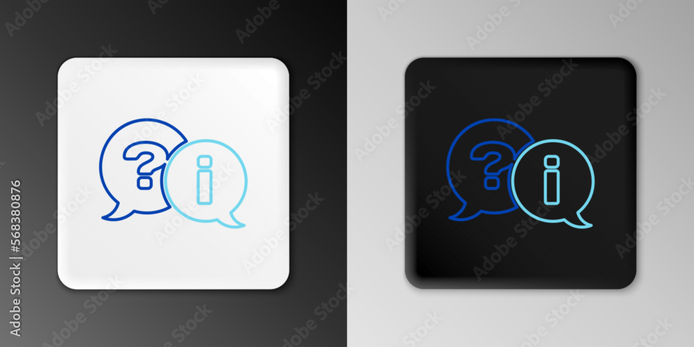 Poster line speech bubbles with question and exclamation icon isolated on grey background. faq sign. copy f