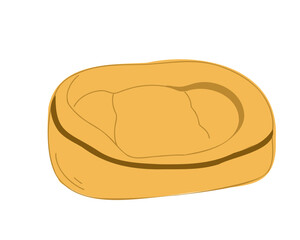 Yellow bed for cats and dogs. Flat vector illustration
