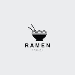 Ramen is served in a bowl logo vector design