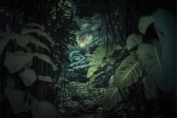 Tropical jungles of Southeast Asia generative ai illustration