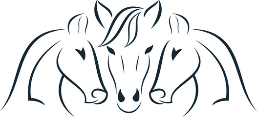 three horse logo design
