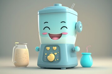 Cute 3D cartoon of blender character. Generative AI