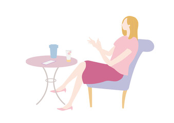 カフェでハンドクリームを塗る女性