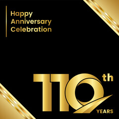 110th anniversary logo design with golden color for anniversary celebration event. Logo Vector Template