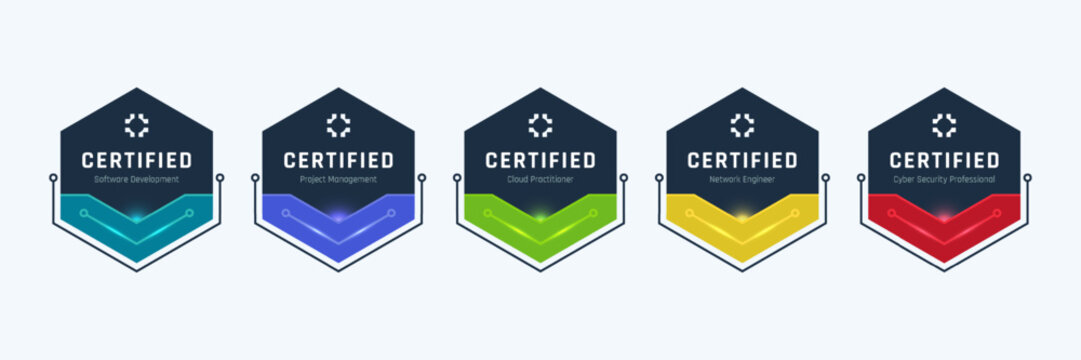 Technology Certified Badge Design. Modern Tech Certification Logo Template. Vector Illustration