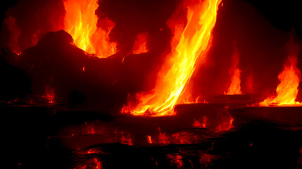 暗闇にたちこめる炎のイメージ　火炎　炎　火事　シリアス　緊迫感　Image of a flame burning in the dark Flame Flame Fire Serious sense of urgency