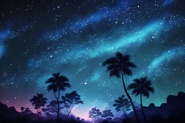 Fototapeta na wymiar Background of Thailand's night sky featuring the Milky Way and brilliant stars. Generative AI