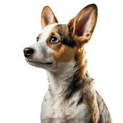 Naklejka na ściany i meble Dog portrait. 3d render illustration. Dog on transparent background. Cute dog. Dog with close up view portrait. Generative AI.