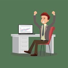 Happy business people sit at the table