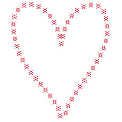 Lines Red Heart doodle isolated