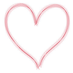 Lines Red Heart doodle isolated