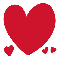 Red Hearts doodle isolated