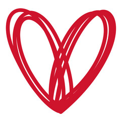 Sketch Red Heart doodle isolated
