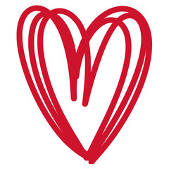 Sketch Red Heart doodle isolated