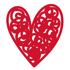 Sketch Red Heart doodle isolated