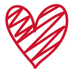 Sketch Red Heart doodle isolated