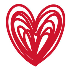 Sketch Red Heart doodle isolated