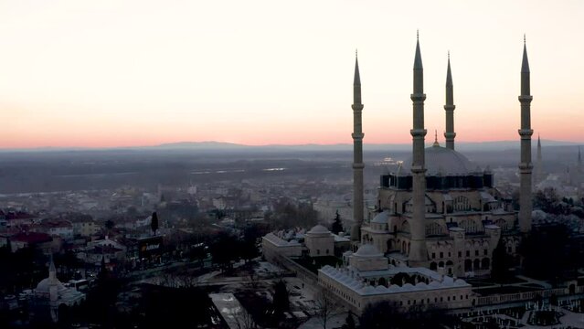 Selimiye Mosque exterior view in Edirne City of Turkey. Edirne was capital of Ottoman Empire.